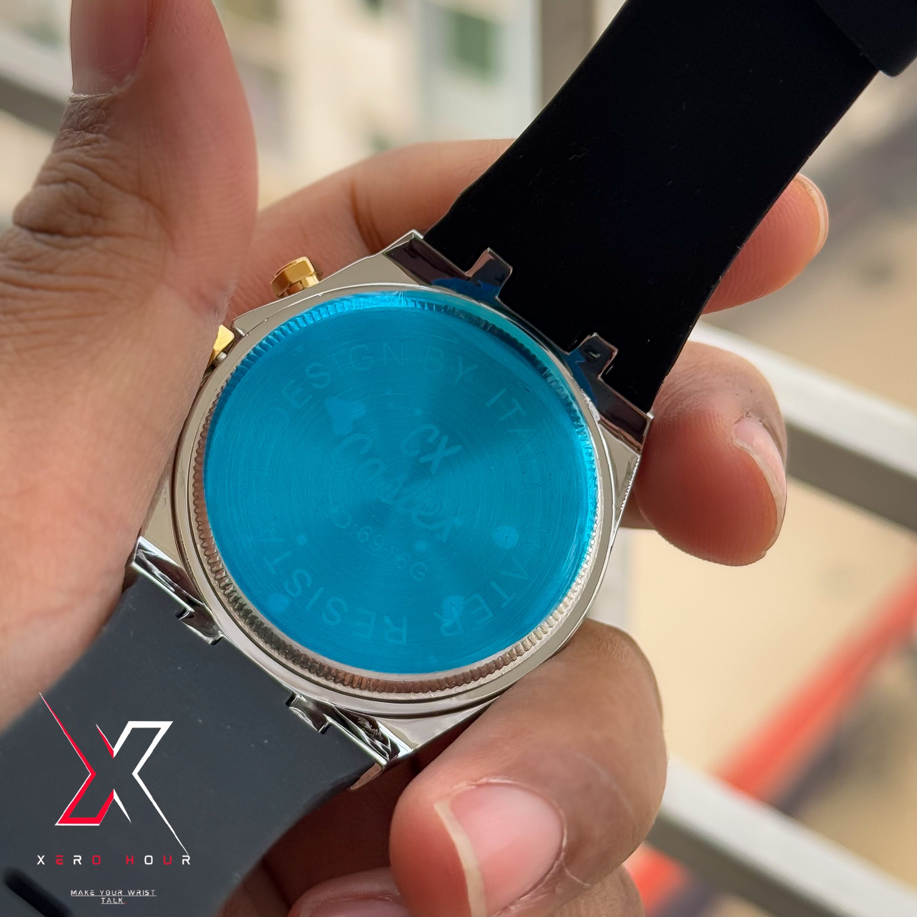 Caslex Gents | Silicon Strap | Black Silver Dial | Non Funcitonal Chrono_img_4
