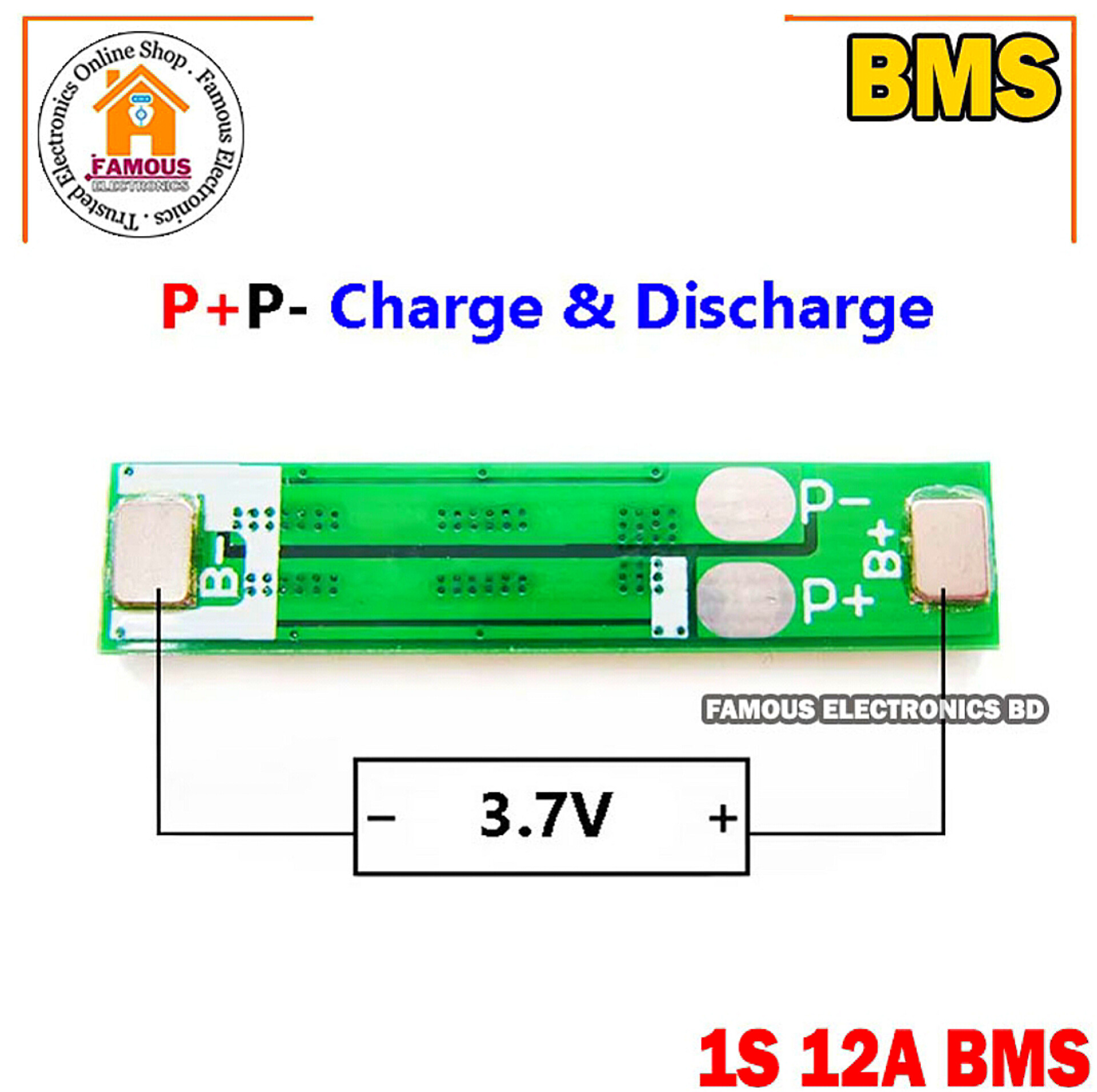 1S 18650 3.7V lithium battery protection board BMS 12A 6MOS_img_3