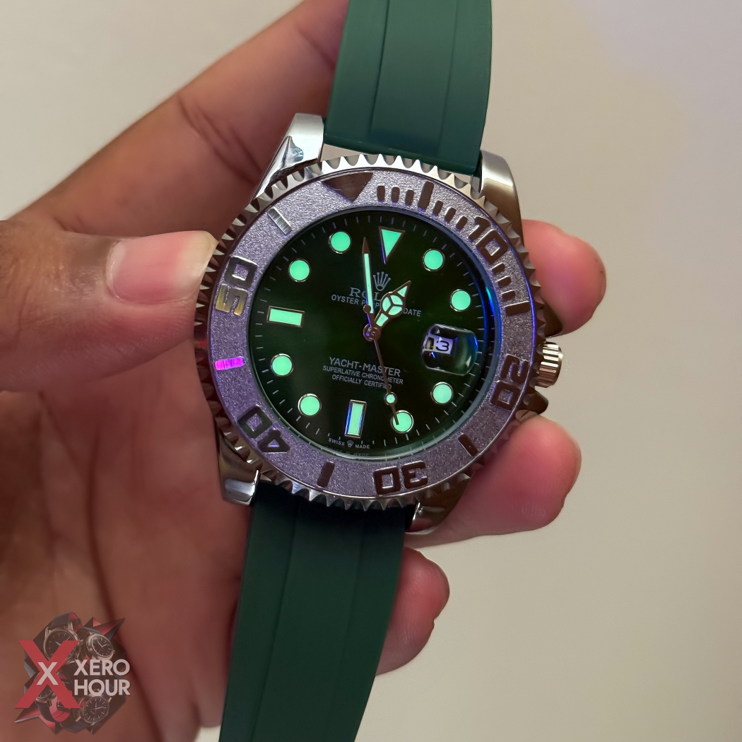 Rolex Yacht Master | Silicon Strap | Silver with Green belt dial_img_2