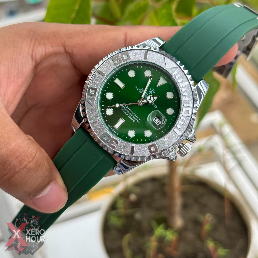 Rolex Yacht Master | Silicon Strap | Silver with Green belt dial_img_4