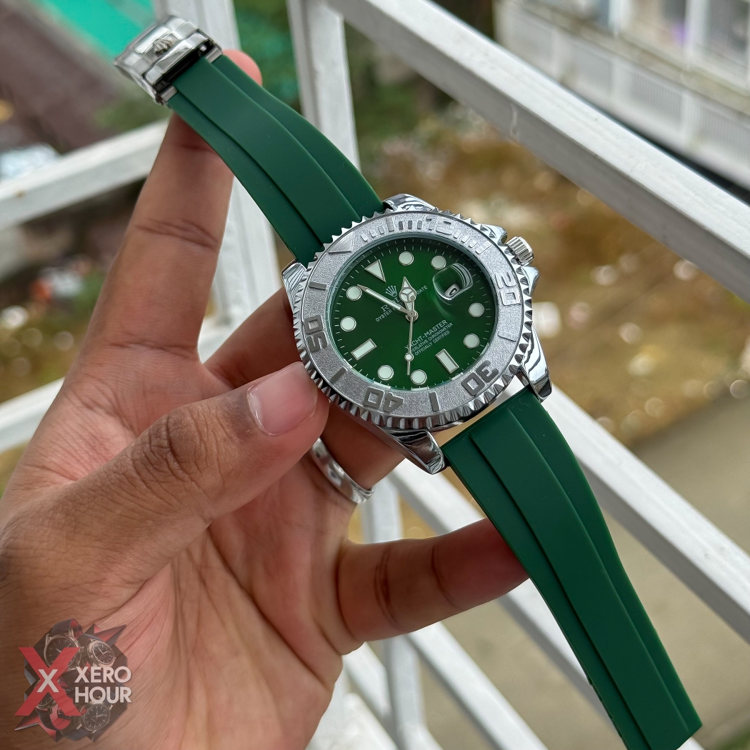 Rolex Yacht Master | Silicon Strap | Silver with Green belt dial_img_5