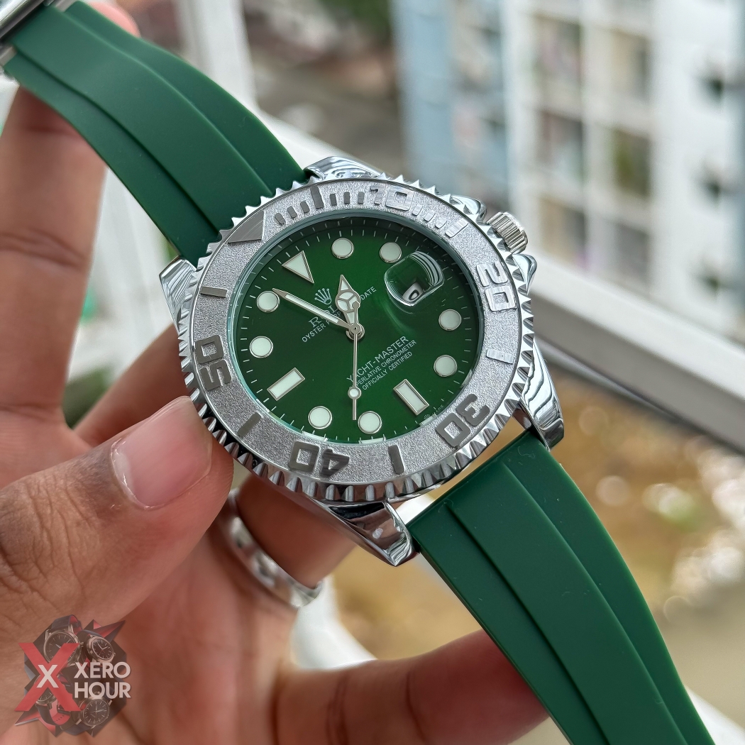 Rolex Yacht Master | Silicon Strap | Silver with Green belt dial_img_6