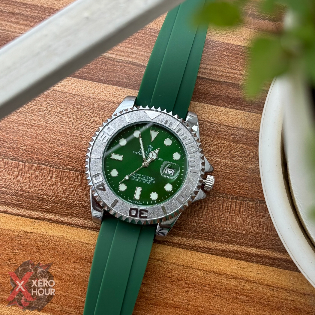 Rolex Yacht Master | Silicon Strap | Silver with Green belt dial_img_8