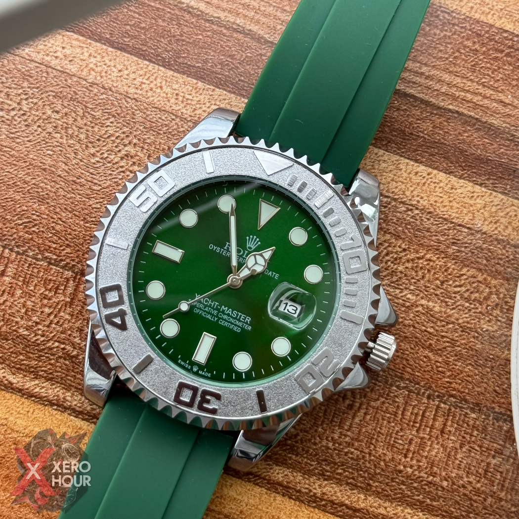 Rolex Yacht Master | Silicon Strap | Silver with Green belt dial_img_9