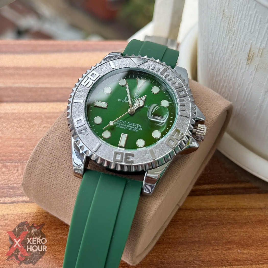 Rolex Yacht Master | Silicon Strap | Silver with Green belt dial_img_10
