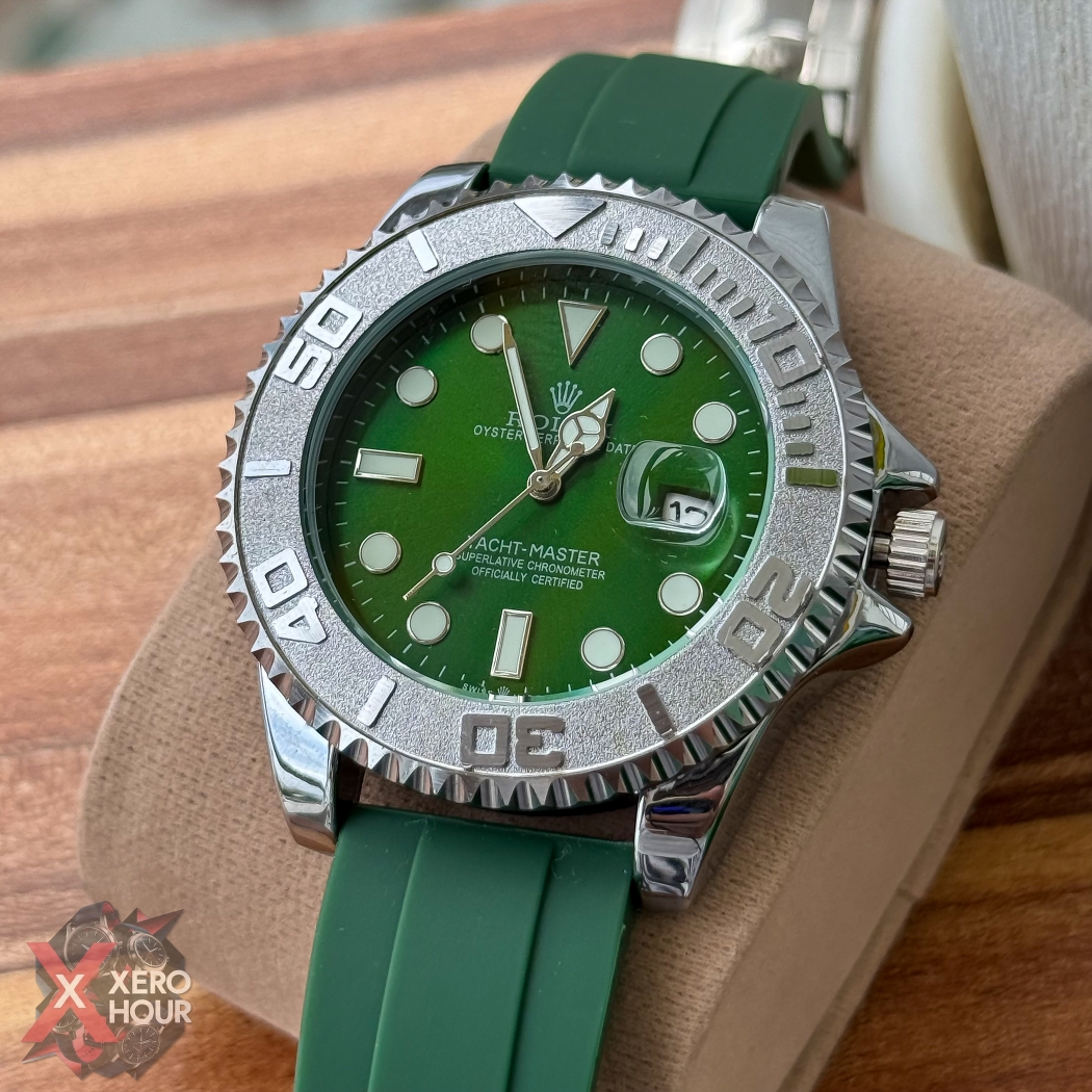 Rolex Yacht Master | Silicon Strap | Silver with Green belt dial_img_11