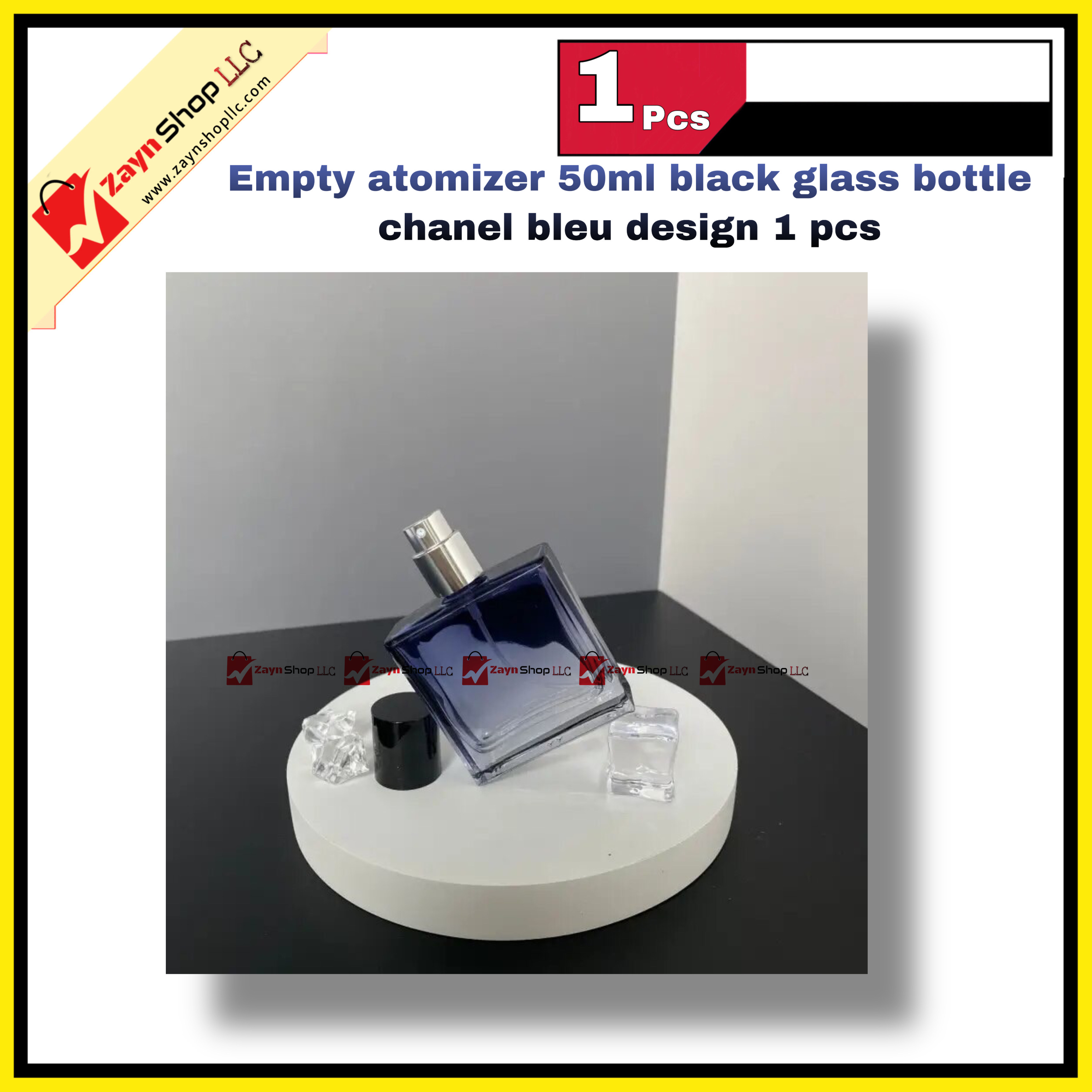 Empty atomizer 50ml Transparent black glass bottle chanel bleu design 1 pcs_img_3