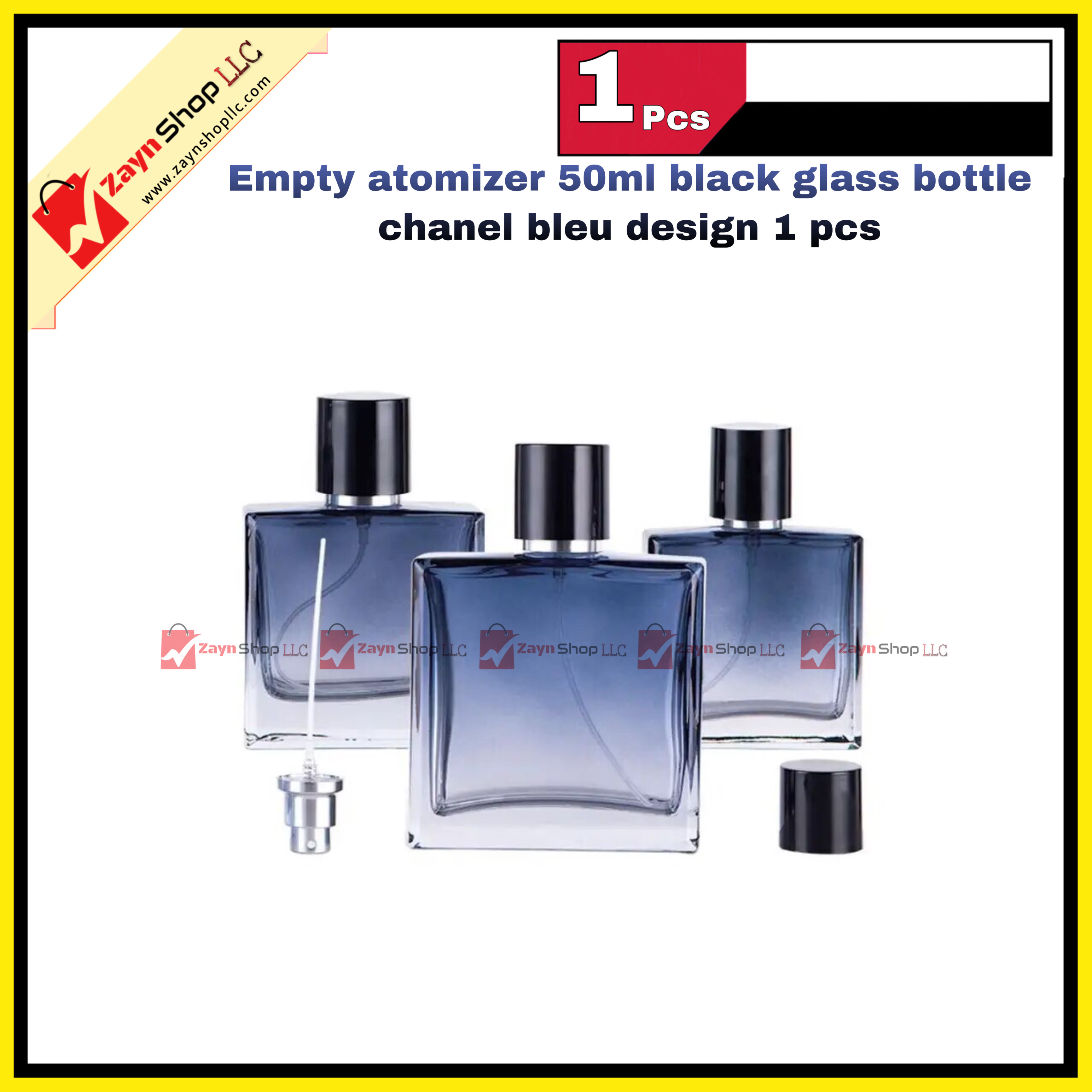 Empty atomizer 50ml Transparent black glass bottle chanel bleu design 1 pcs_img_0