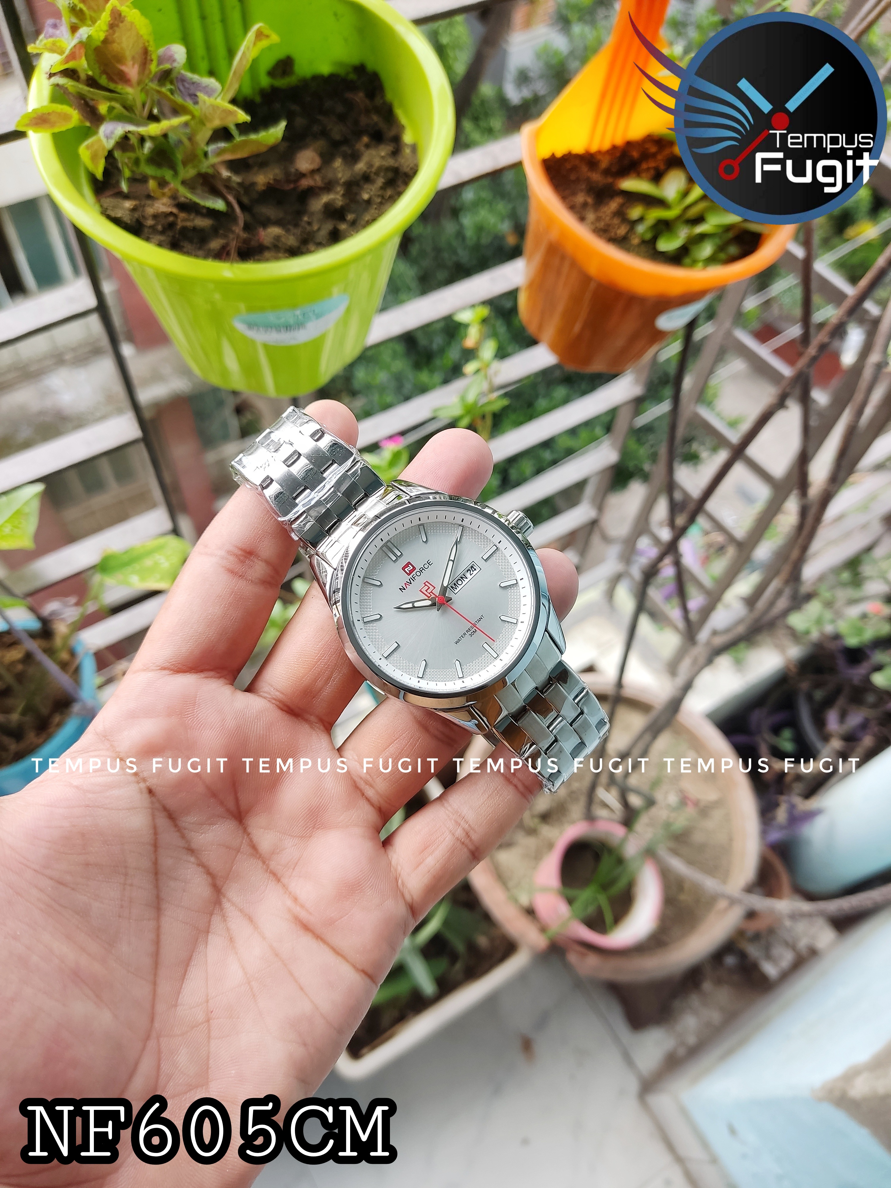 Naviforce 9203 Gents Chain Watch - White Dial- Silver Bezel- Silver Chain- TF Code NF605CM_img_13