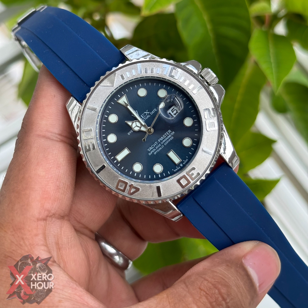 Rolex Yacht Master | Silicon Strap | Blue belt silver bezel blue dial_img_1
