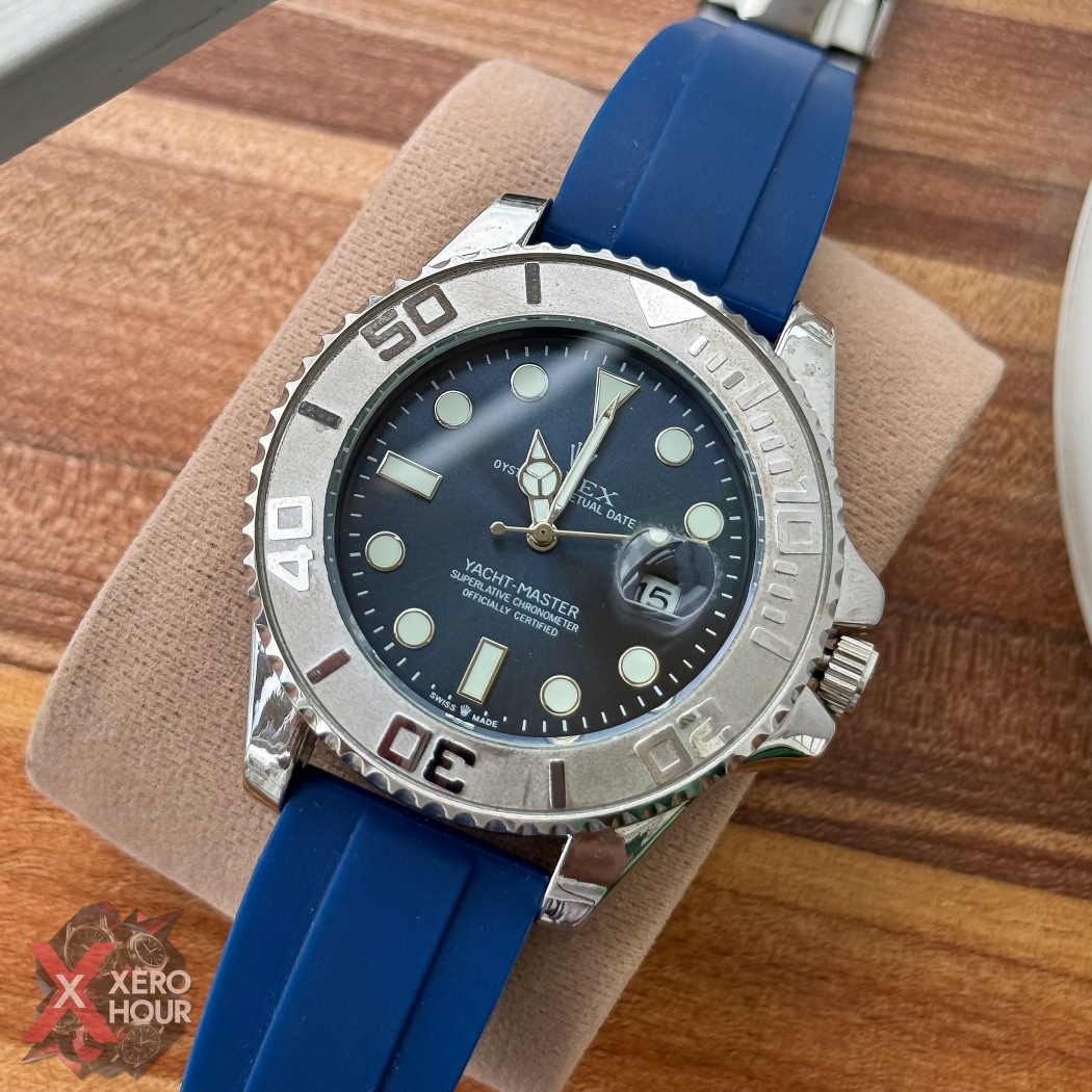 Rolex Yacht Master | Silicon Strap | Blue belt silver bezel blue dial_img_6