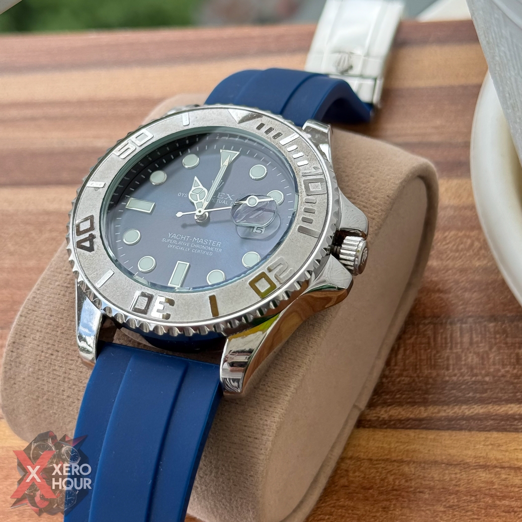 Rolex Yacht Master | Silicon Strap | Blue belt silver bezel blue dial_img_7