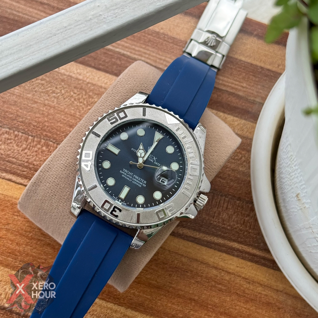 Rolex Yacht Master | Silicon Strap | Blue belt silver bezel blue dial_img_8