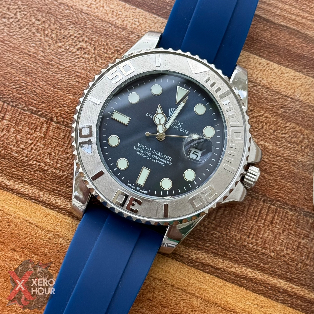 Rolex Yacht Master | Silicon Strap | Blue belt silver bezel blue dial_img_9