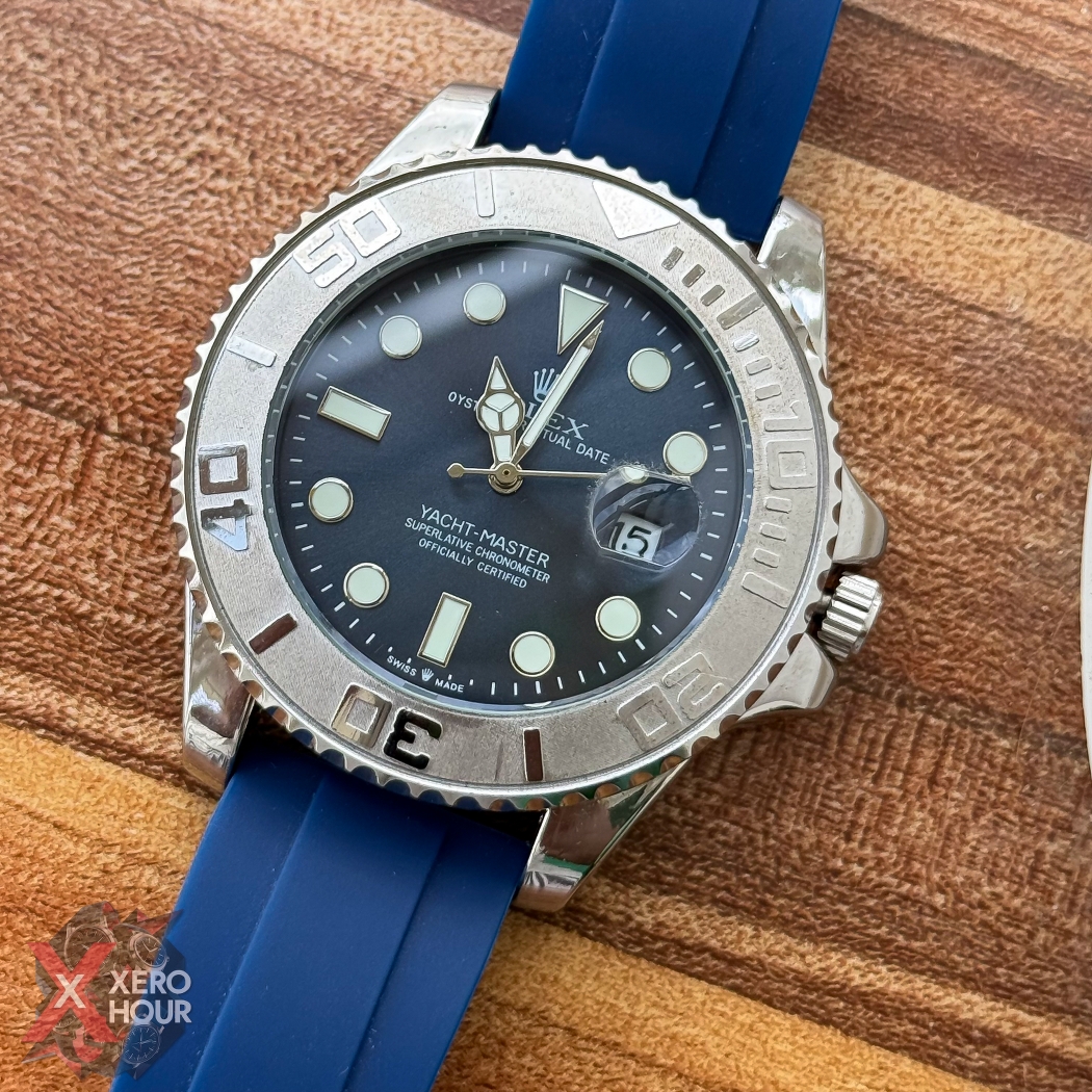 Rolex Yacht Master | Silicon Strap | Blue belt silver bezel blue dial_img_11