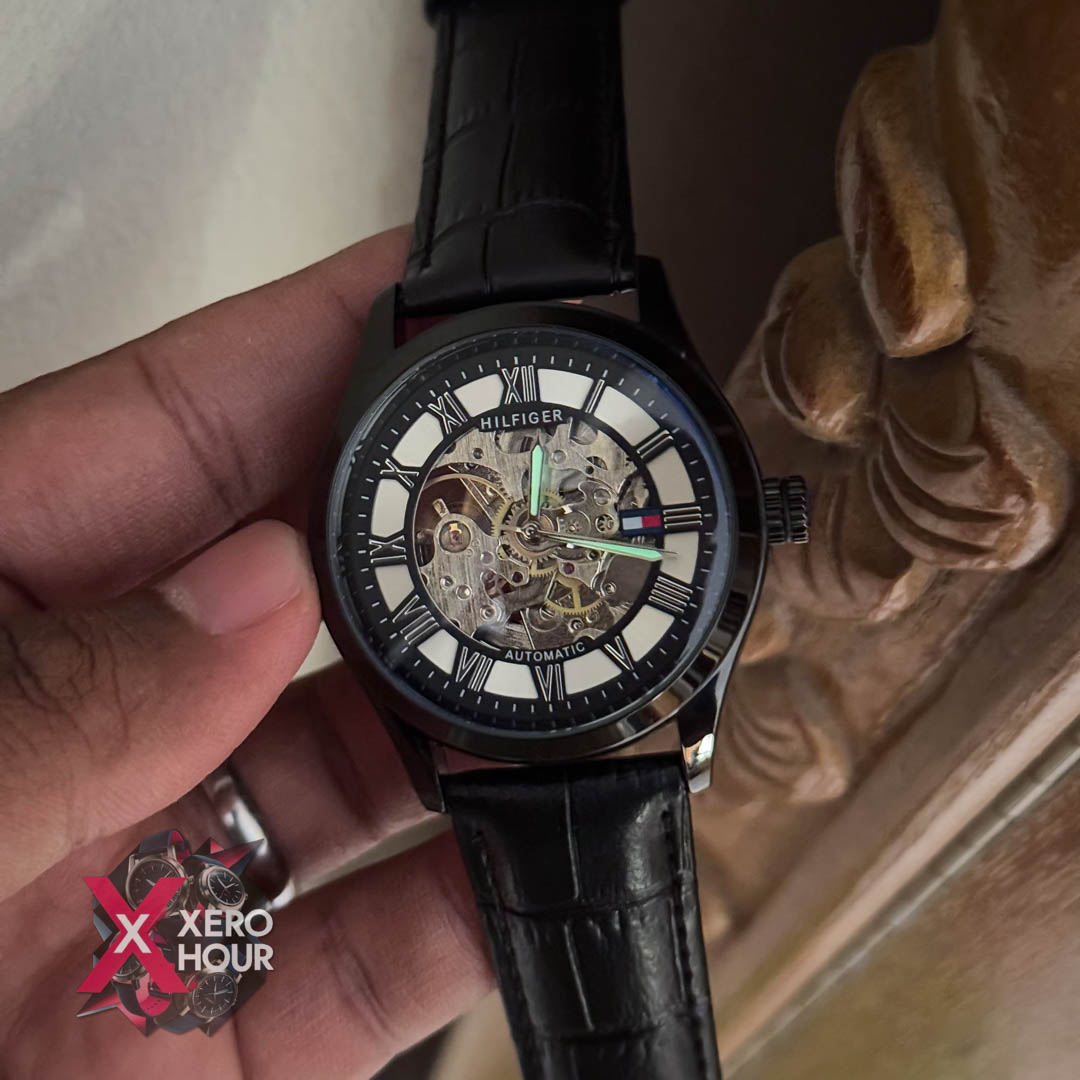 Tommy hilfiger Automatic movement | Leather belt watch Black dial_img_6