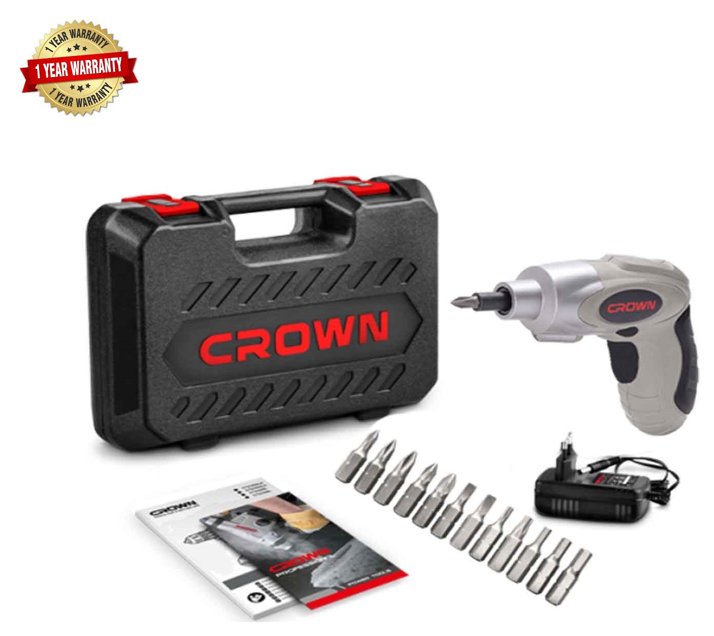 CROWN CT22002N, 3.6V Cordless Screwdriver With 12pcs Accessories, Max Torque: 3N.m,  Model: CT22002N_img_0