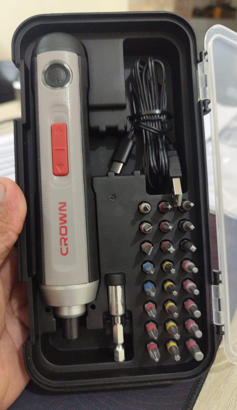 CROWN CT22033, Cordless Screwdrivers with 25pcs Bits Set, 3.6v, 2Ah; Model: CT22033_img_1