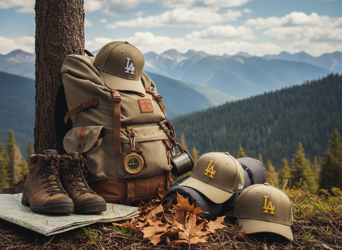 Desert Sand Khaki LA Embroidered Cap with Metal Clip Adjuster // BRANDZ X_img_0