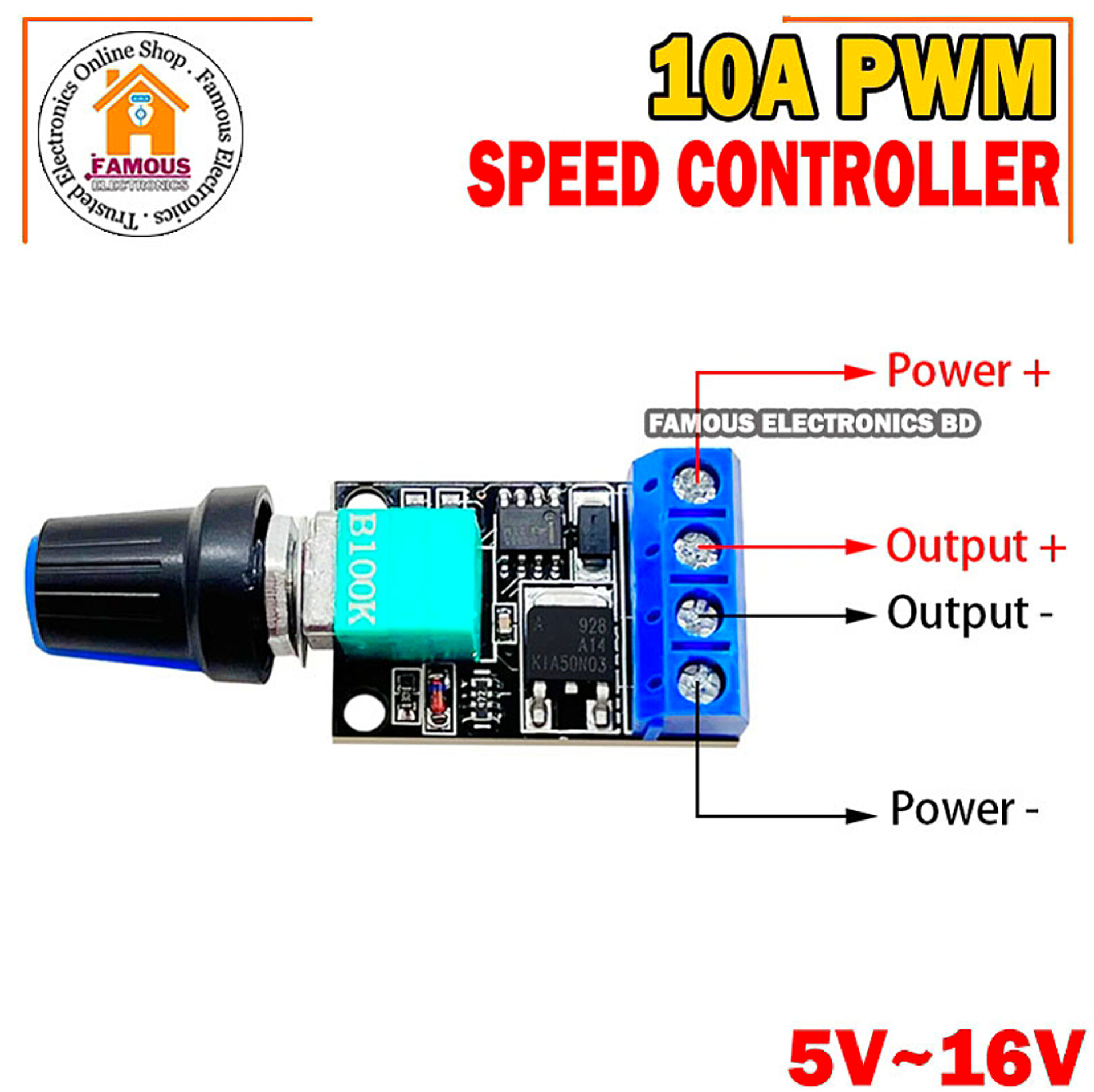 5V 9V 12V 16V 10A PWM DC Motor Speed Controller LED Dimmer Dimming Module Adjustable Speed Regulator Control Switch_img_6