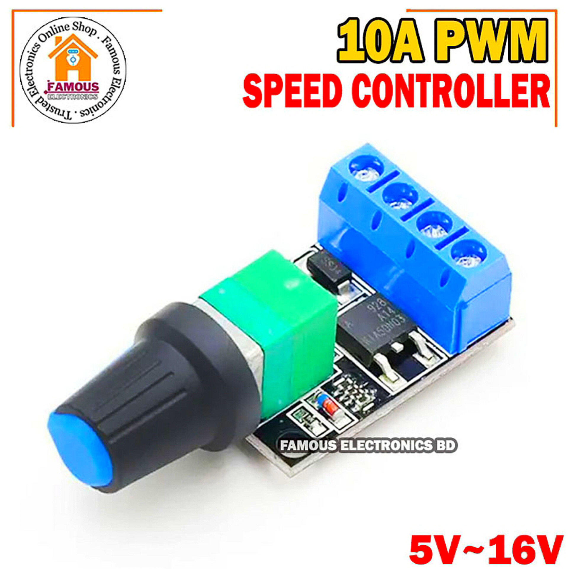 5V 9V 12V 16V 10A PWM DC Motor Speed Controller LED Dimmer Dimming Module Adjustable Speed Regulator Control Switch
