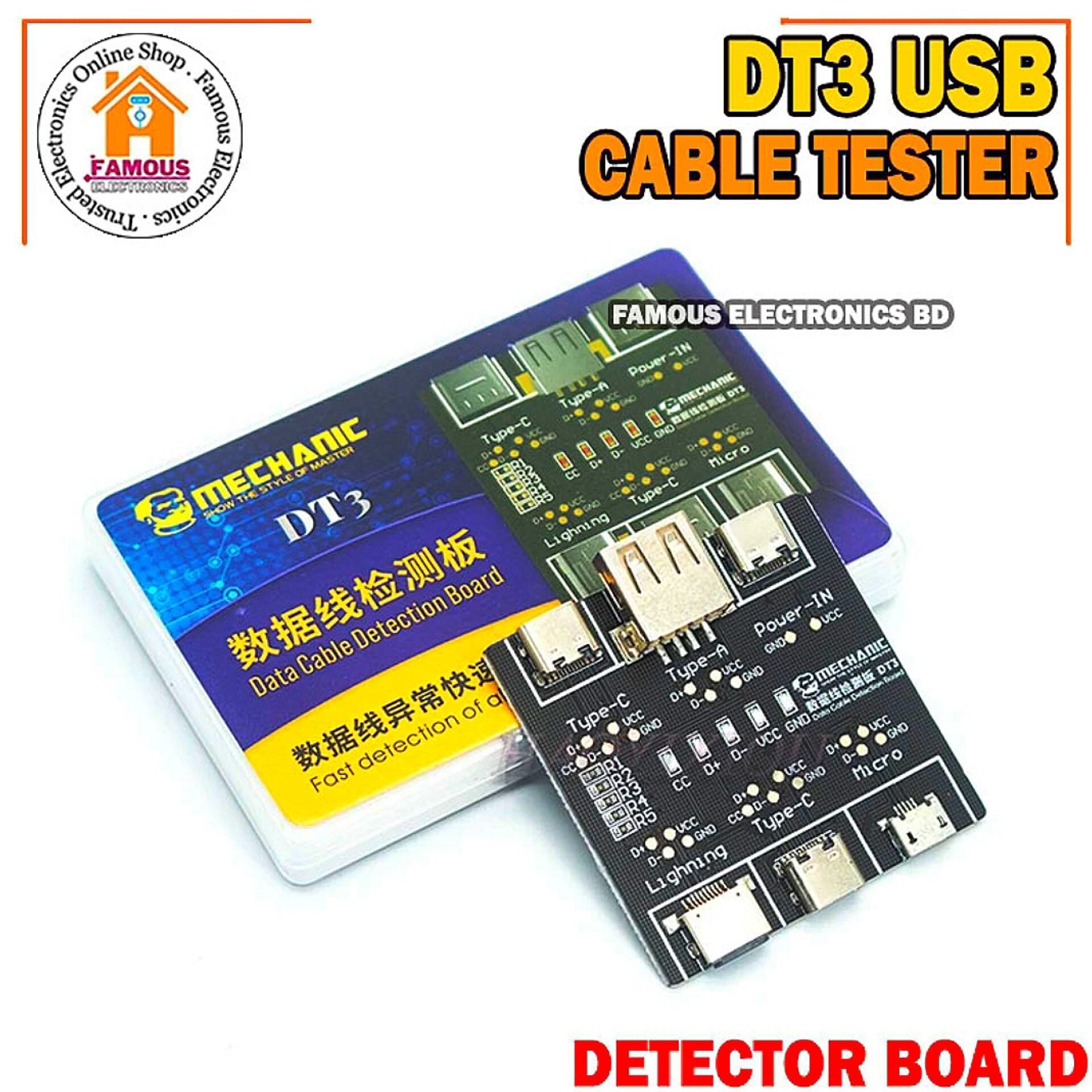 DT3 Data Cable Detection Board USB Cable Tester for IOS Android Type-C Short Circuit On-Off Switching Test Board Tool_img_2