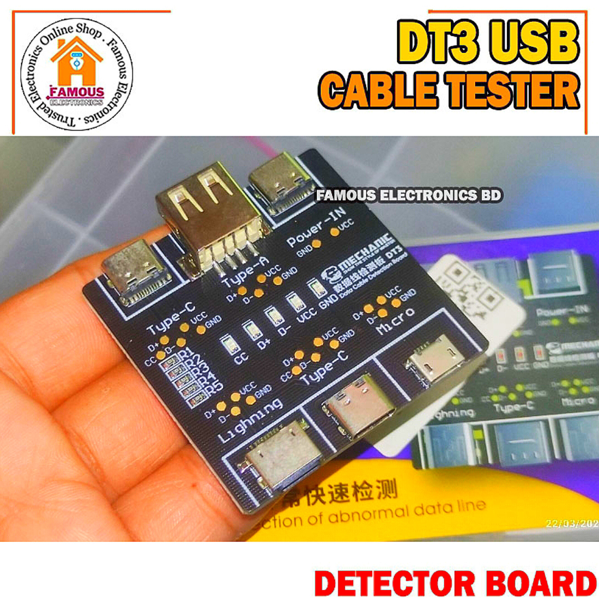 DT3 Data Cable Detection Board USB Cable Tester for IOS Android Type-C Short Circuit On-Off Switching Test Board Tool_img_3
