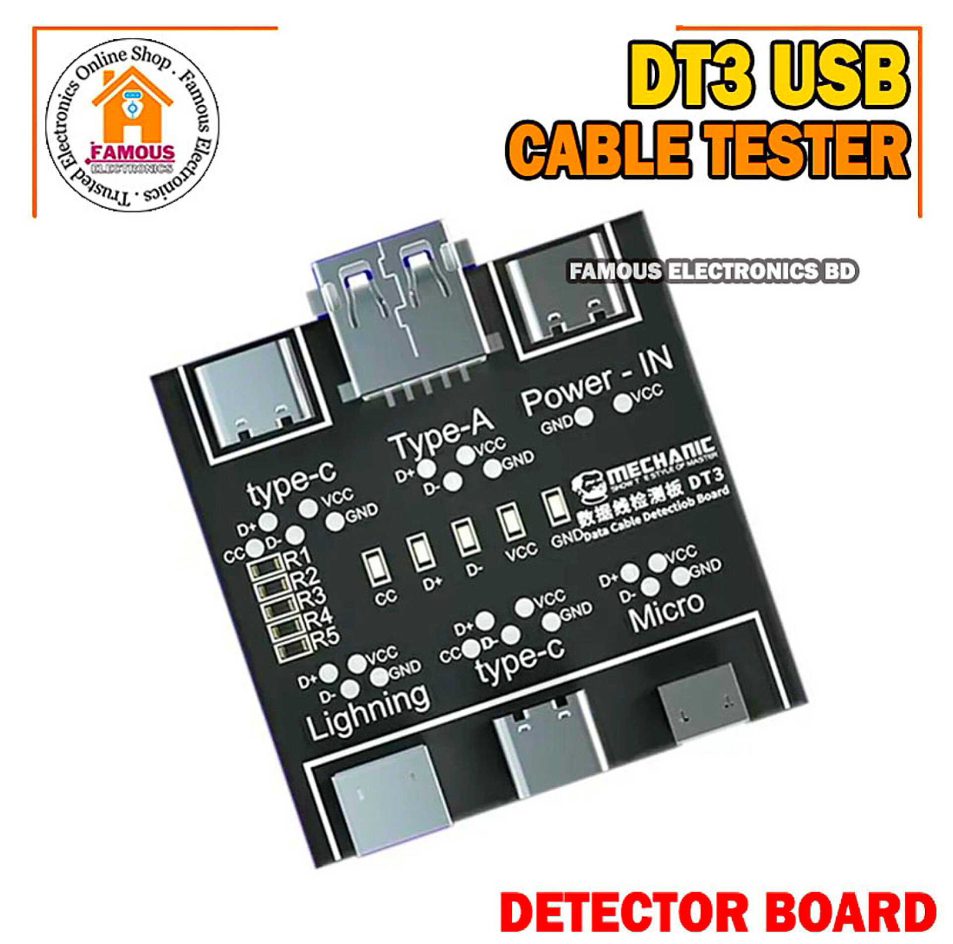 DT3 Data Cable Detection Board USB Cable Tester for IOS Android Type-C Short Circuit On-Off Switching Test Board Tool_img_5