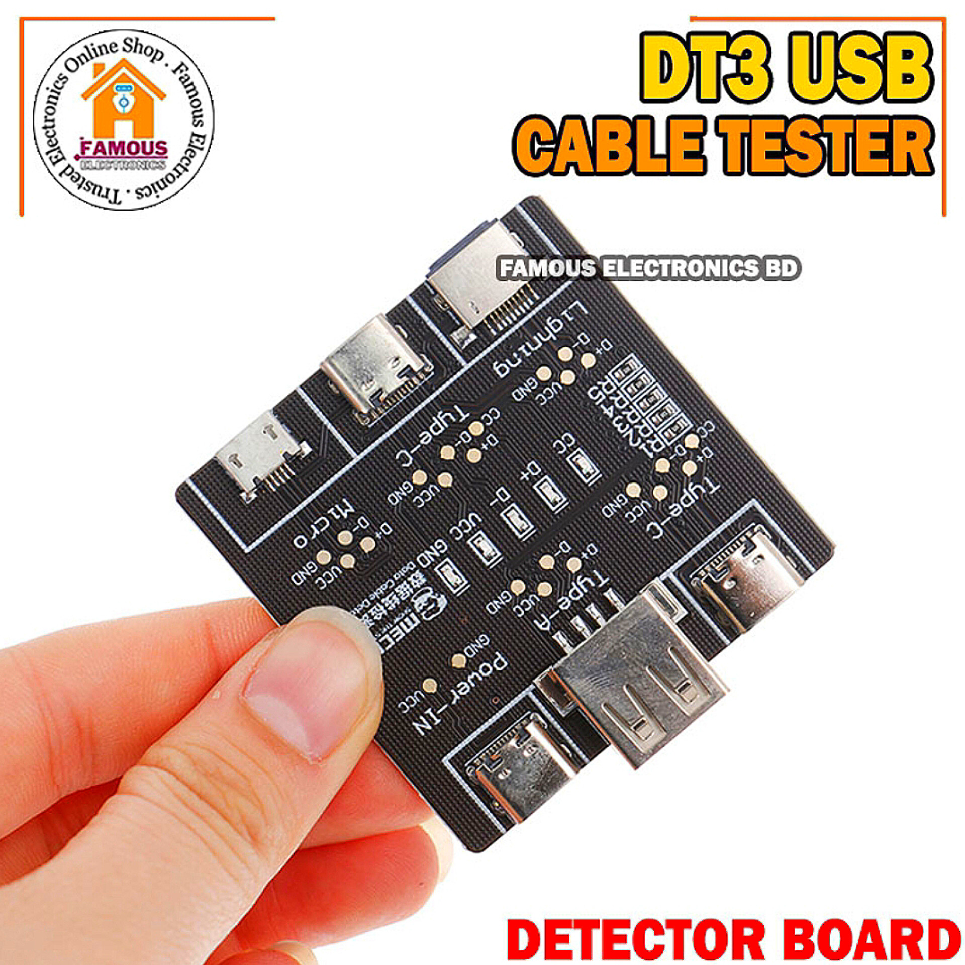 DT3 Data Cable Detection Board USB Cable Tester for IOS Android Type-C Short Circuit On-Off Switching Test Board Tool_img_0