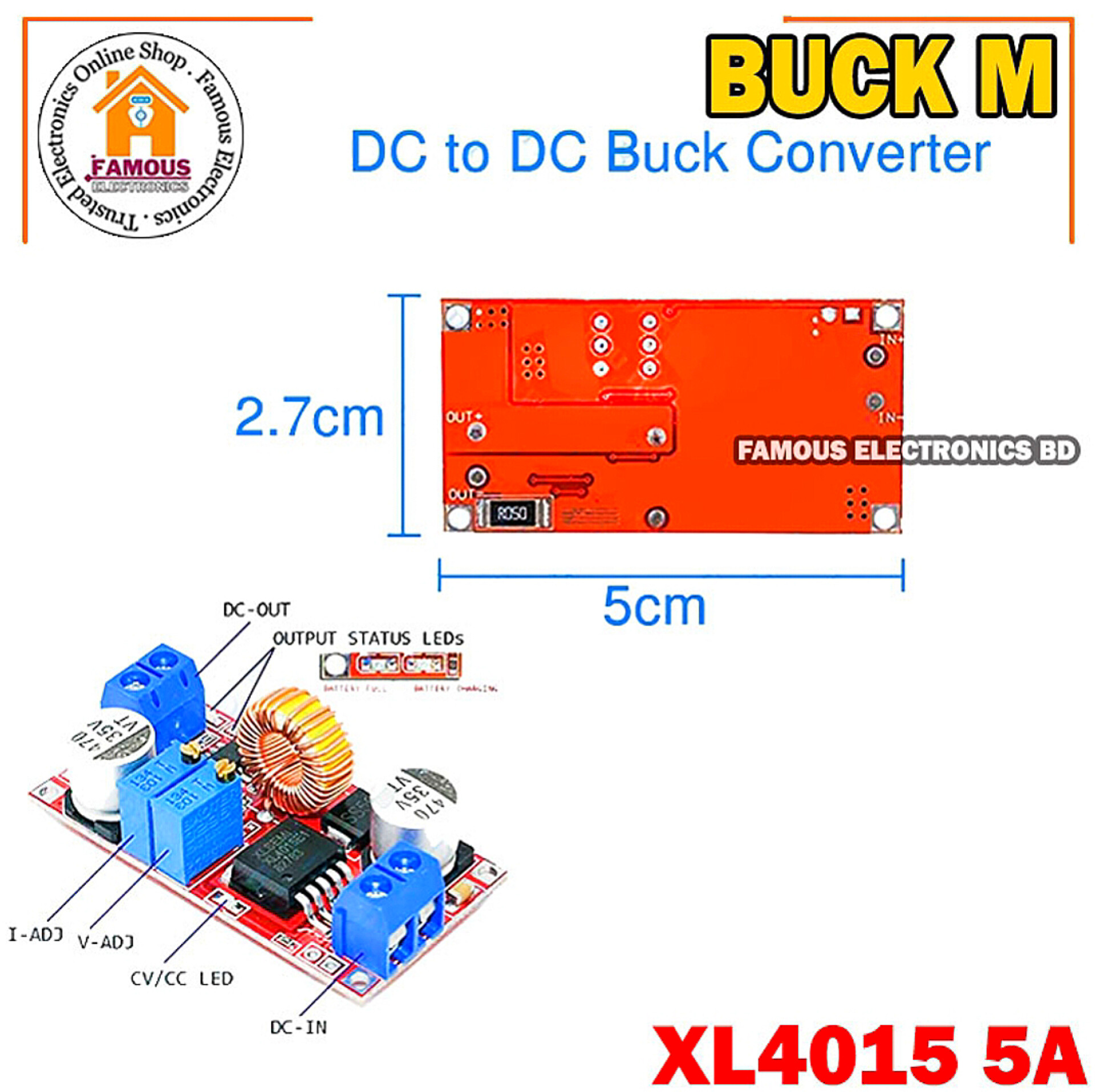 XL4015 Buck Converter 5A DC To DC CC CV Lithium Battery Step down Charging Board Led Power Converter Charger Step Down Module_img_4