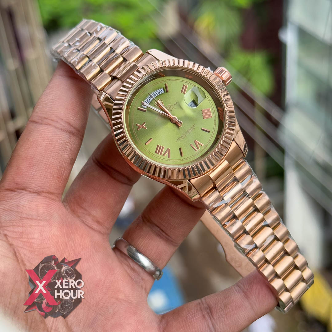 Rolex Date just | Rose Gold with Green Dial | Special Color Edition