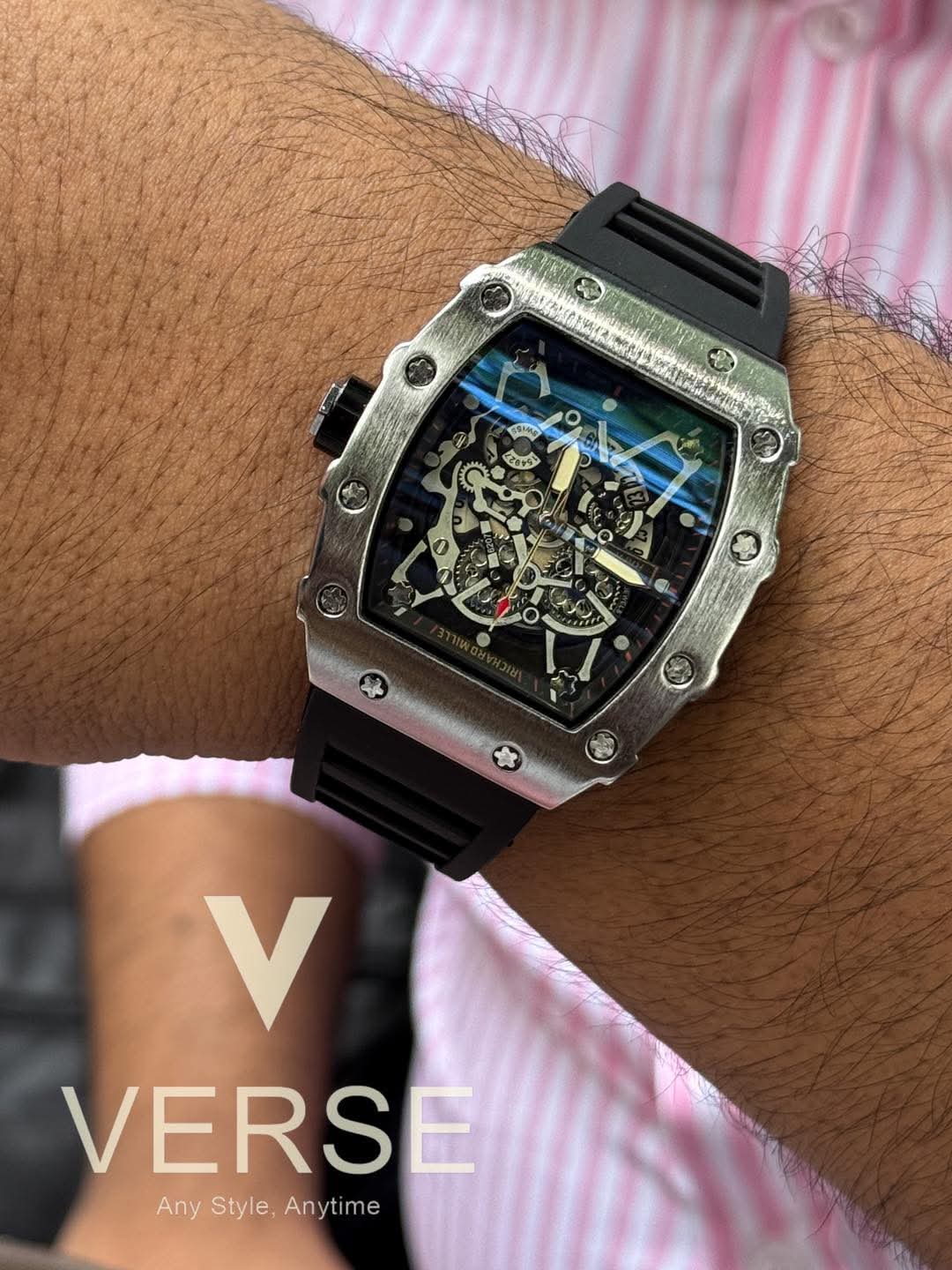 Rm silver case black belt