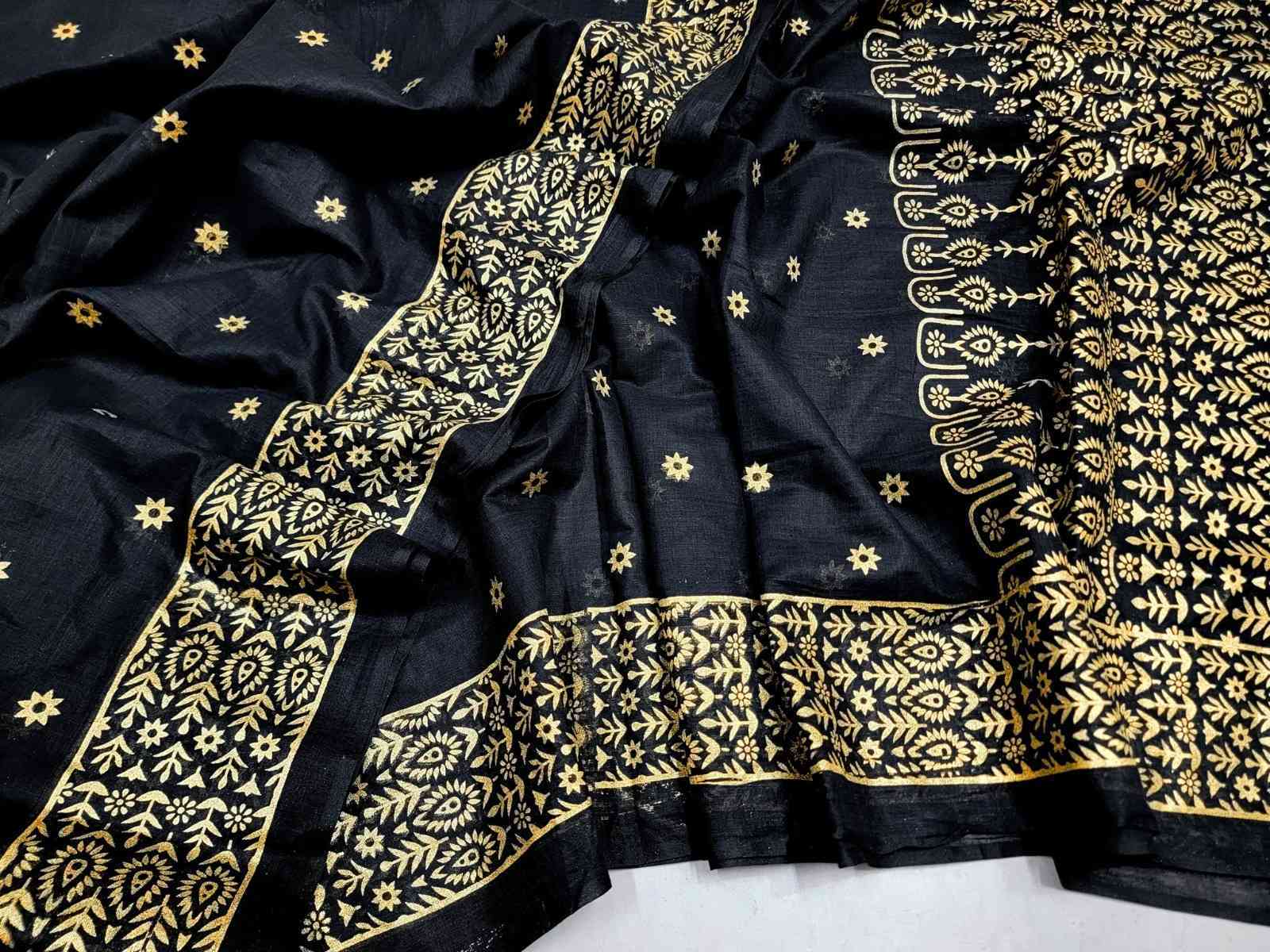 💥 হাফসিল্ক গ্লিটার ওয়ার্ক আফসান প্রিন্ট শাড়ি ব্লাউস পিস সহ 💥_img_3