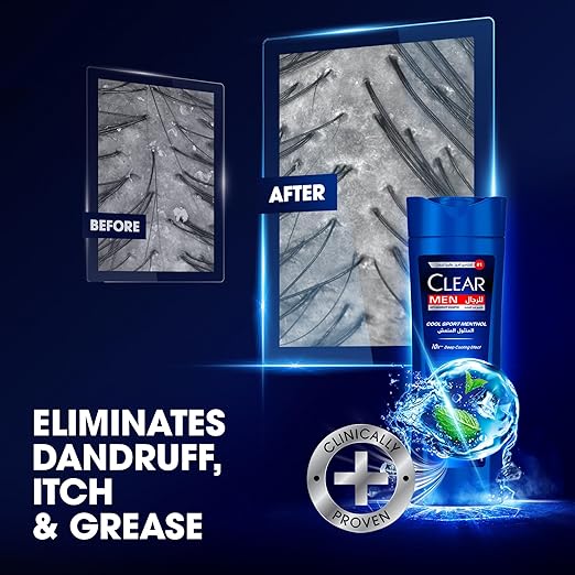 CLEAR Shampoo for men, anti-dandruff shampoo, Cool Sport Menthol, 100% Dandruff-free hair^ & Nourished Scalp, 350 ml_img_2