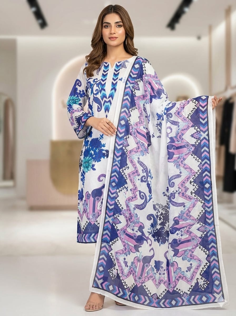 Ready Made Pure Dubai Silk Digital Print Three Piece_img_0
