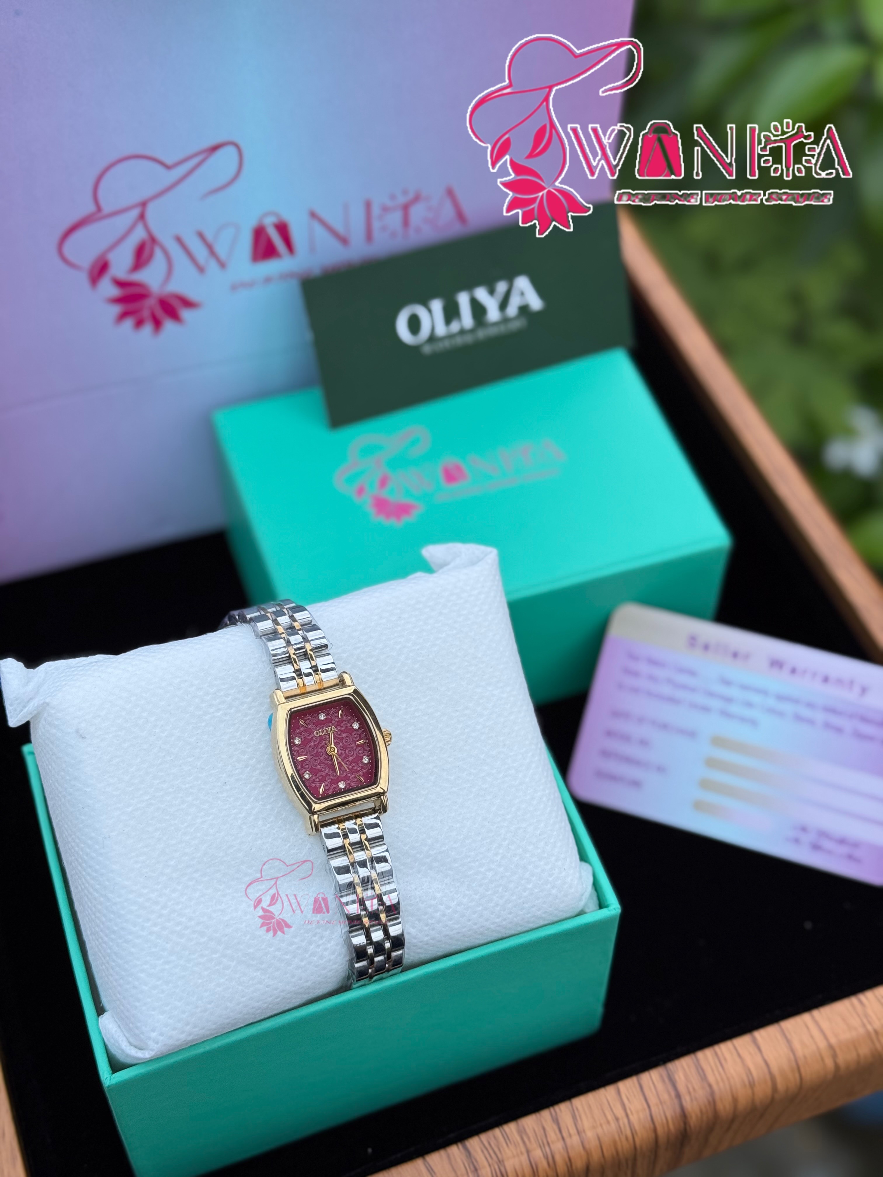 Oliya Ladies Dual Tone Wine Shade Watch