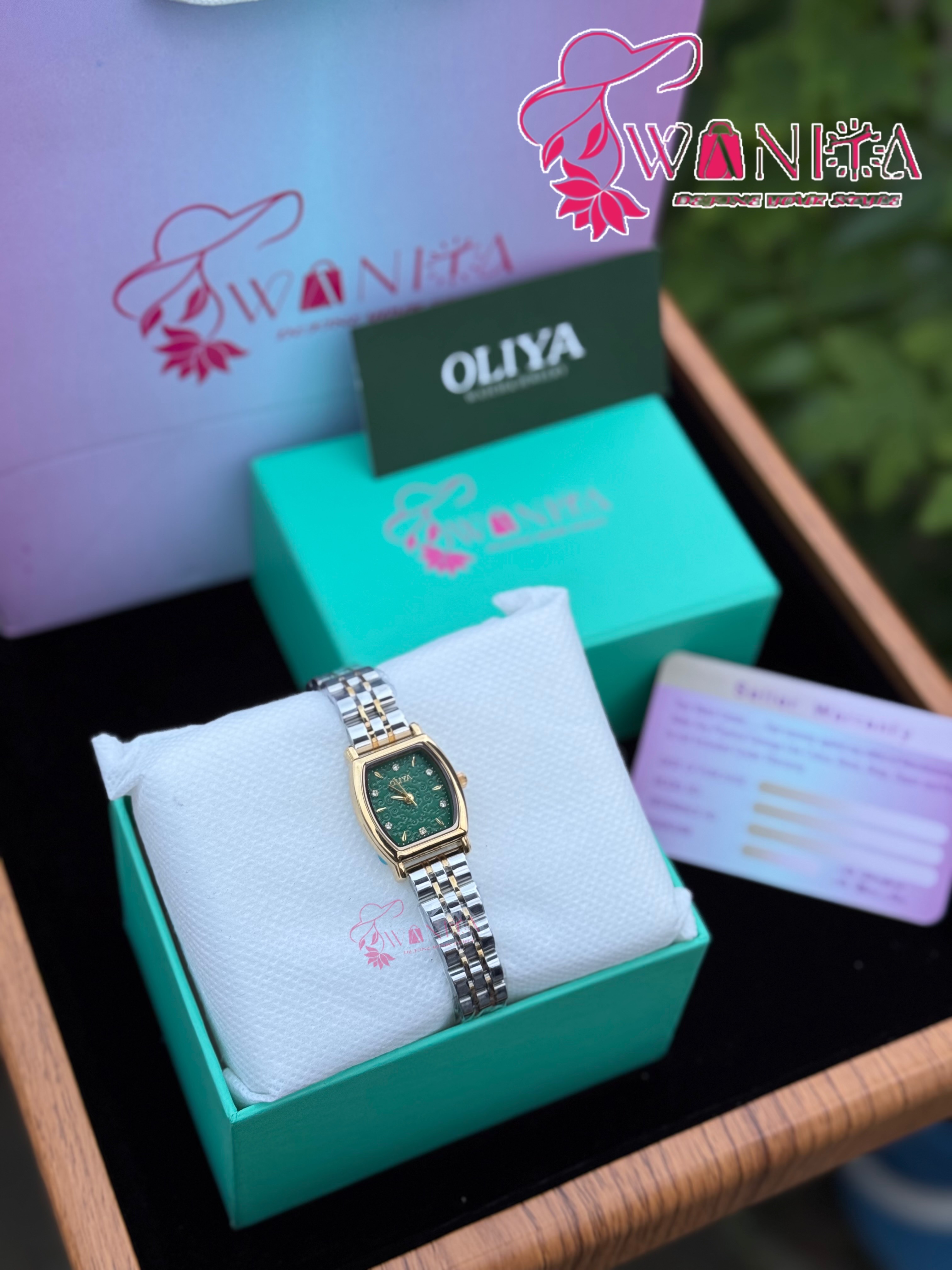 Oliya Ladies Dual Tone Green Dial Watch