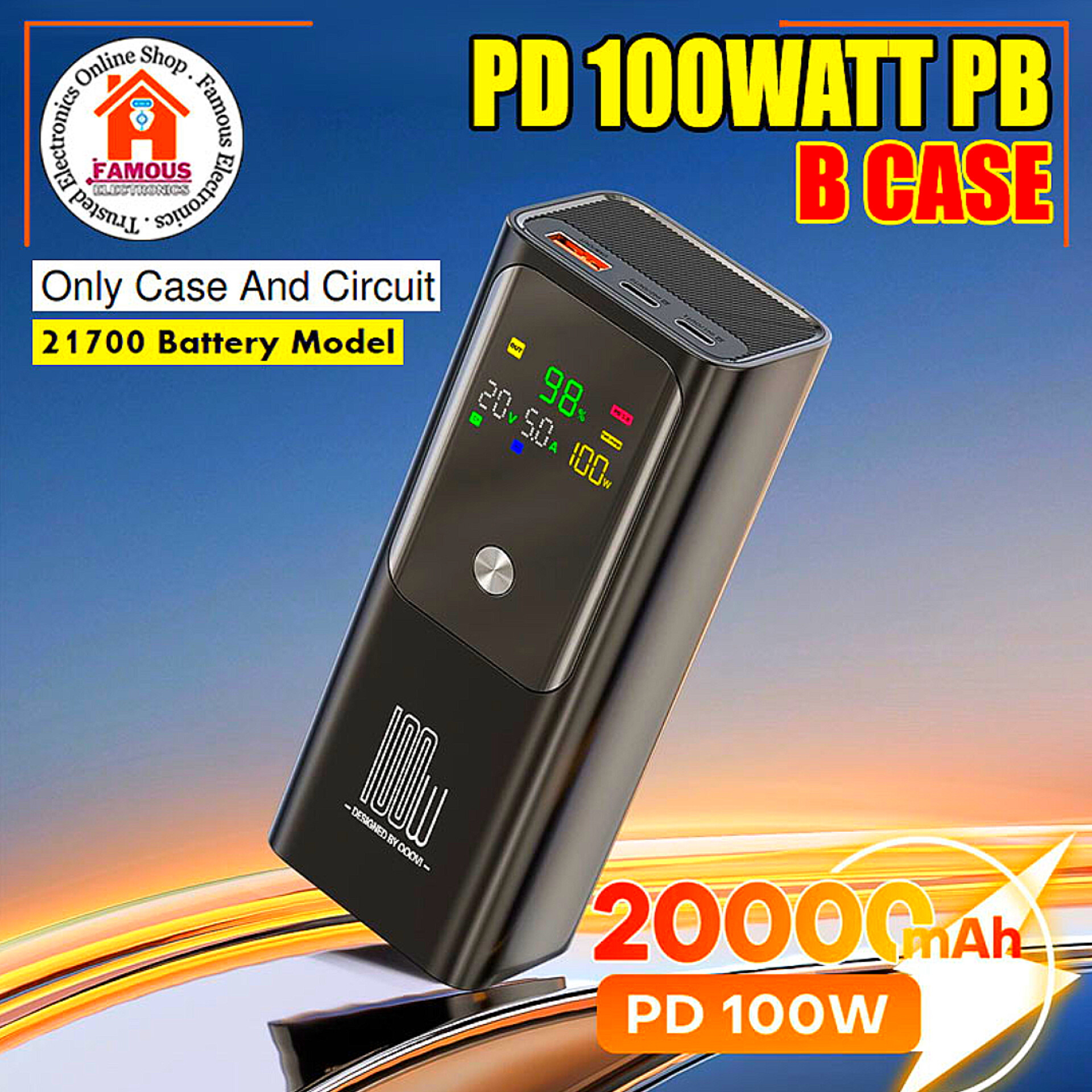 PD 100W Power Bank case For 20000mAh 21700 5000mAh high Quality Power Bank Making (Battery Not Included)_img_3