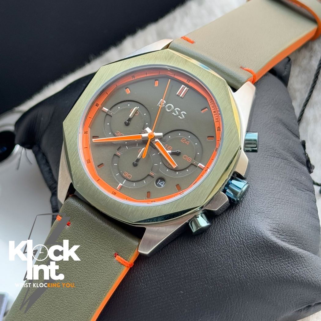 Hugo Boss Cloud Green Dial leather Strap watch |HB 1514018 | Authentic_img_1