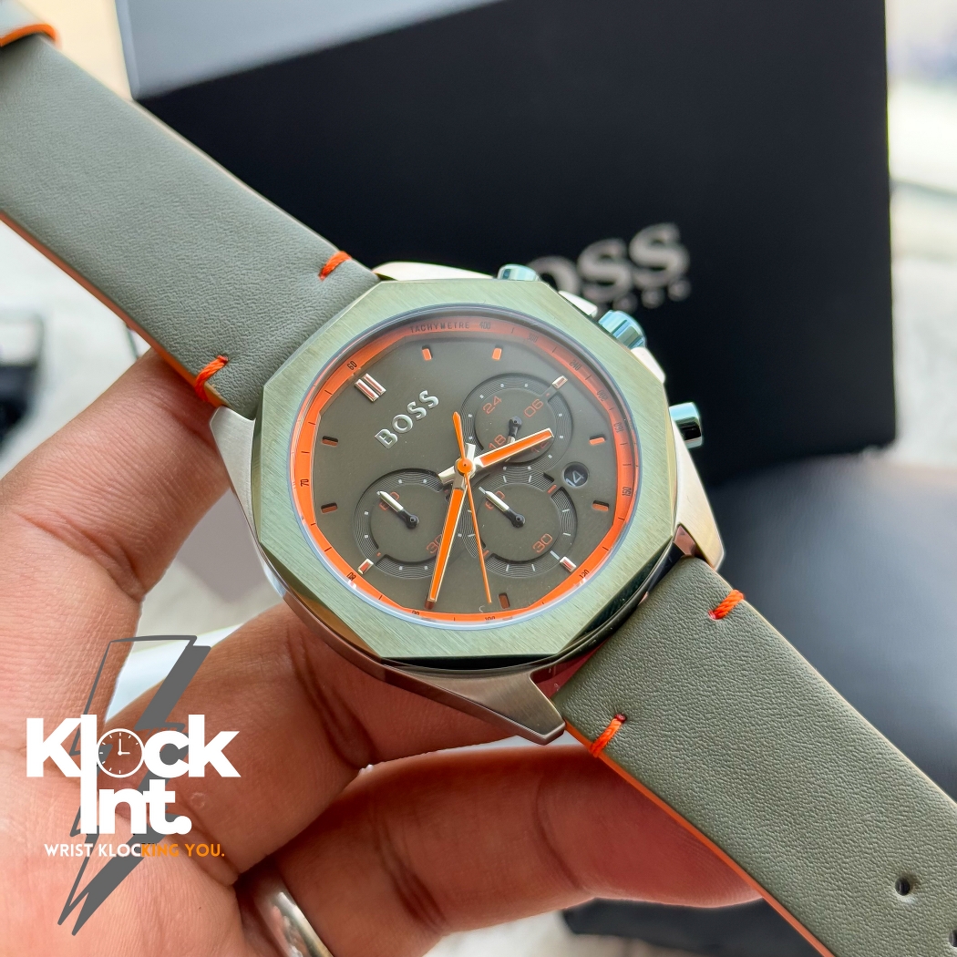 Hugo Boss Cloud Green Dial leather Strap watch |HB 1514018 | Authentic_img_3