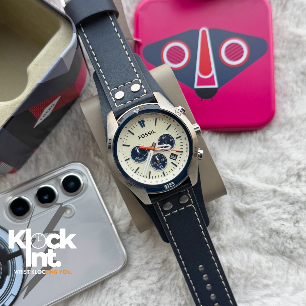 Fossil Coachman Chrongoraph | Blue belt Cream dial | Authentic