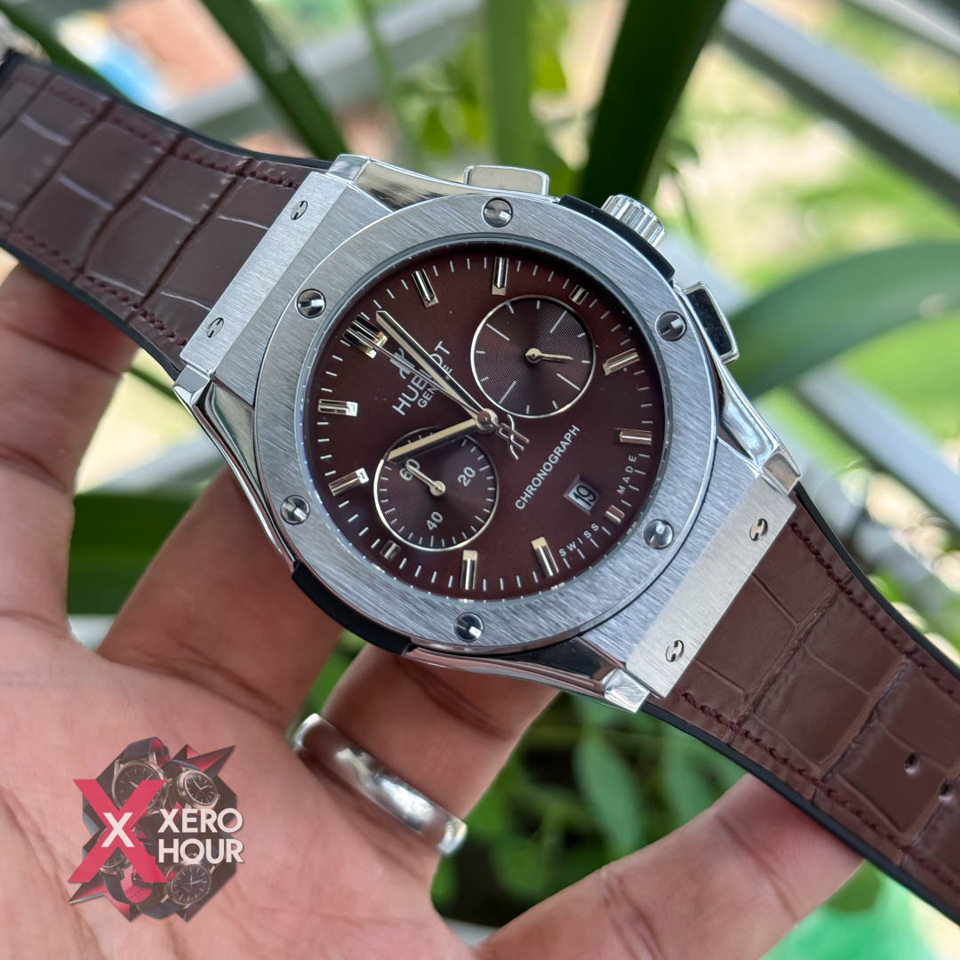 Hublot Classic Fusion Watches Chronograph | Crocodile leather Brown Red_img_3