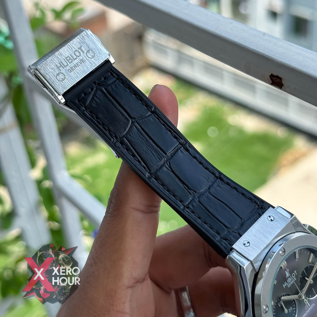 Hublot Classic Fusion Watches Chronograph | Crocodila Balck belt grey-silverdial_img_2