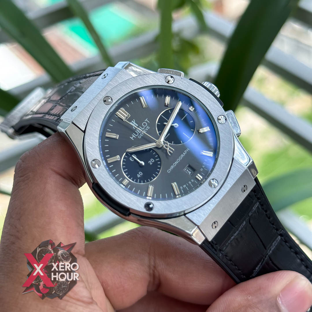 Hublot Classic Fusion Watches Chronograph | Crocodila Balck belt grey-silverdial_img_6