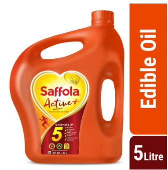 Saffola Active Oil (Fortified Edible Rice Bran Oil) 5 Litre