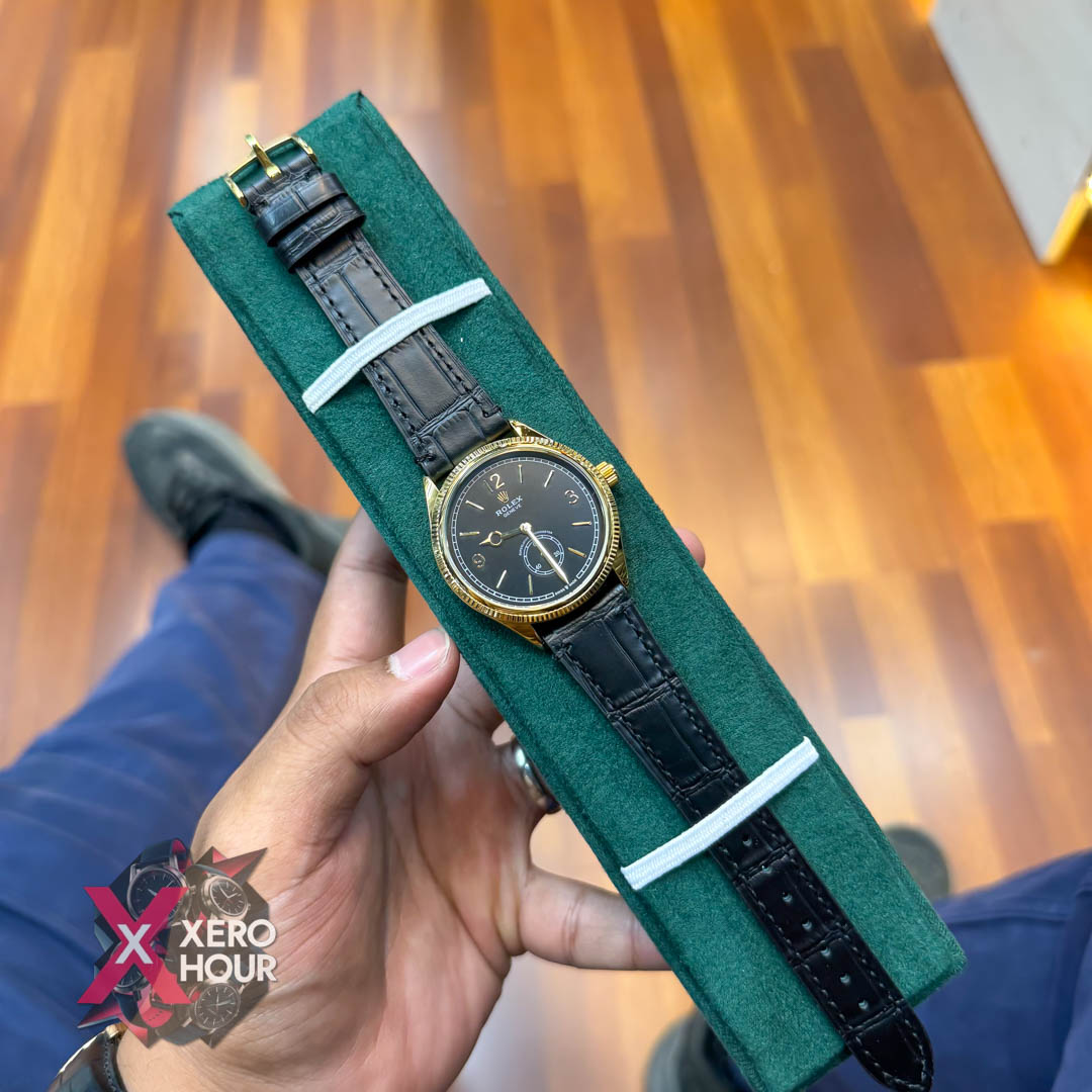 Rolex 1908 Classic Series Leather Belt | Black belt gold Black dial_img_5