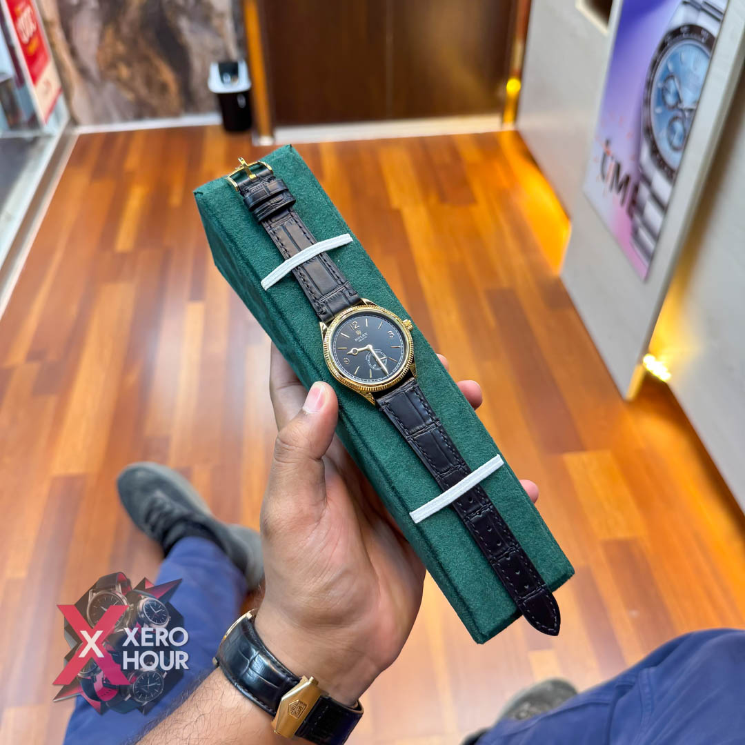 Rolex 1908 Classic Series Leather Belt | Black belt gold Black dial_img_6