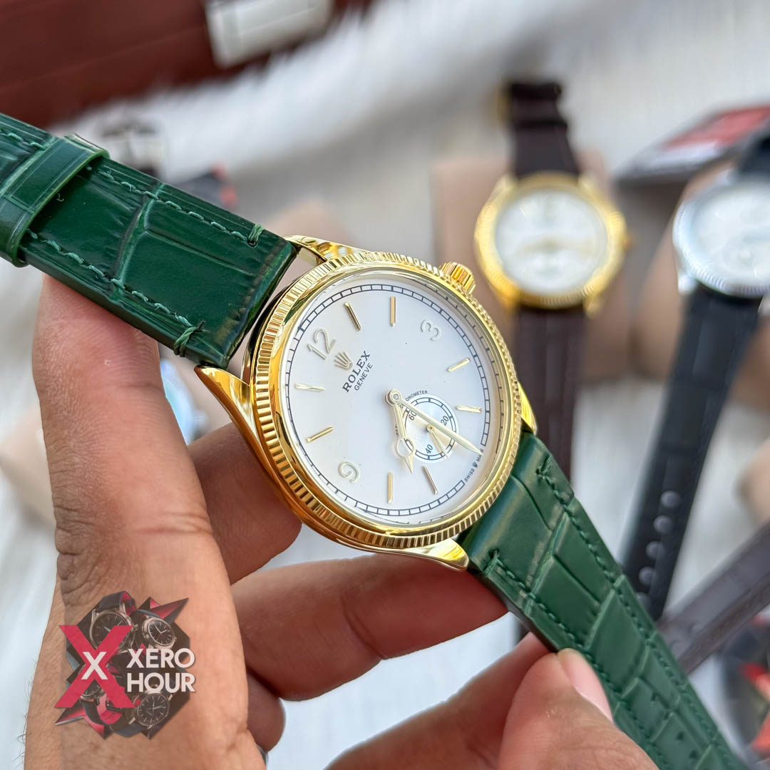 Rolex 1908 Classi style | Green belt gold white dial_img_3