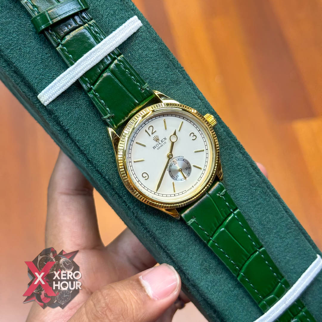 Rolex 1908 Classi style | Green belt gold white dial_img_4