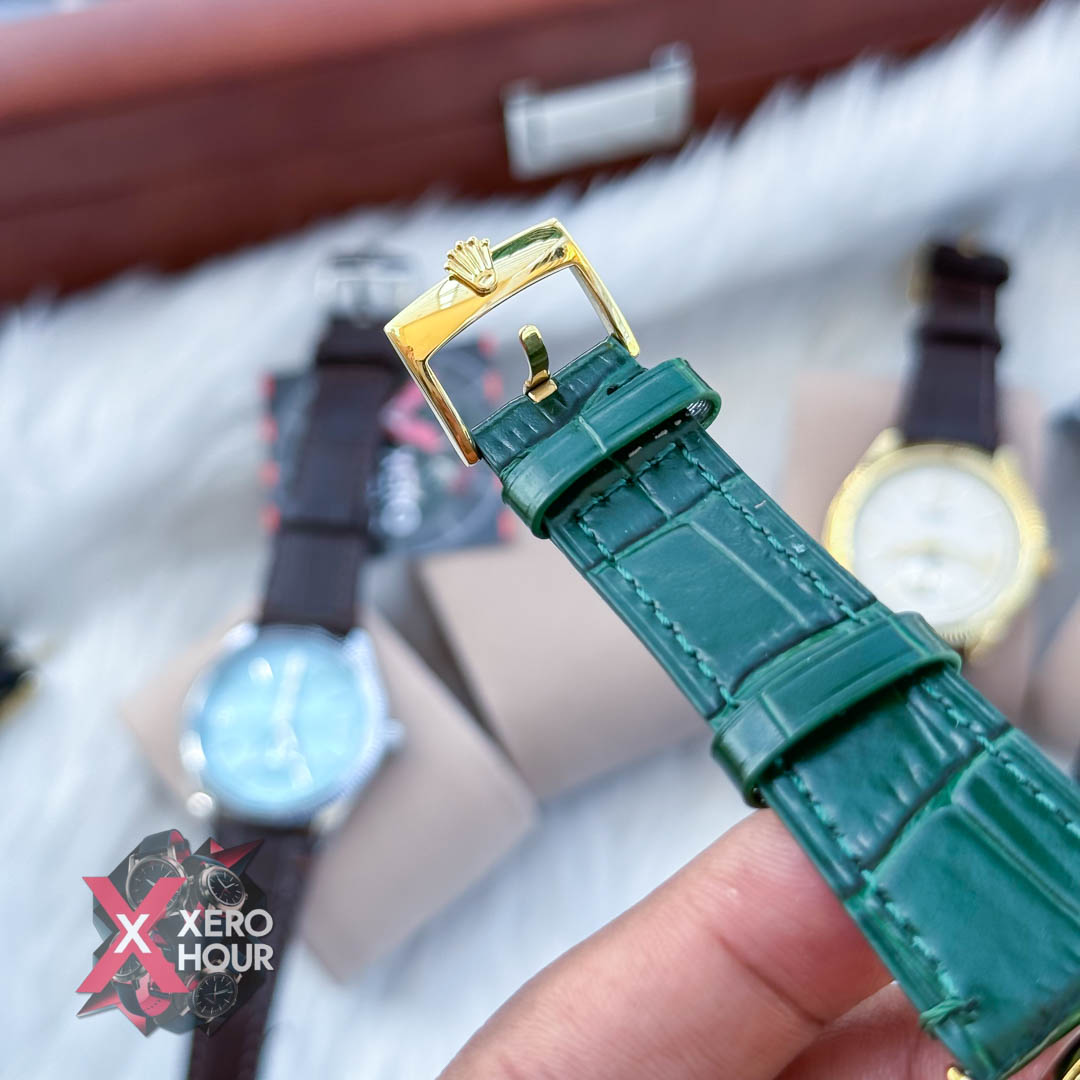 Rolex 1908 Classi style | Green belt gold white dial_img_1